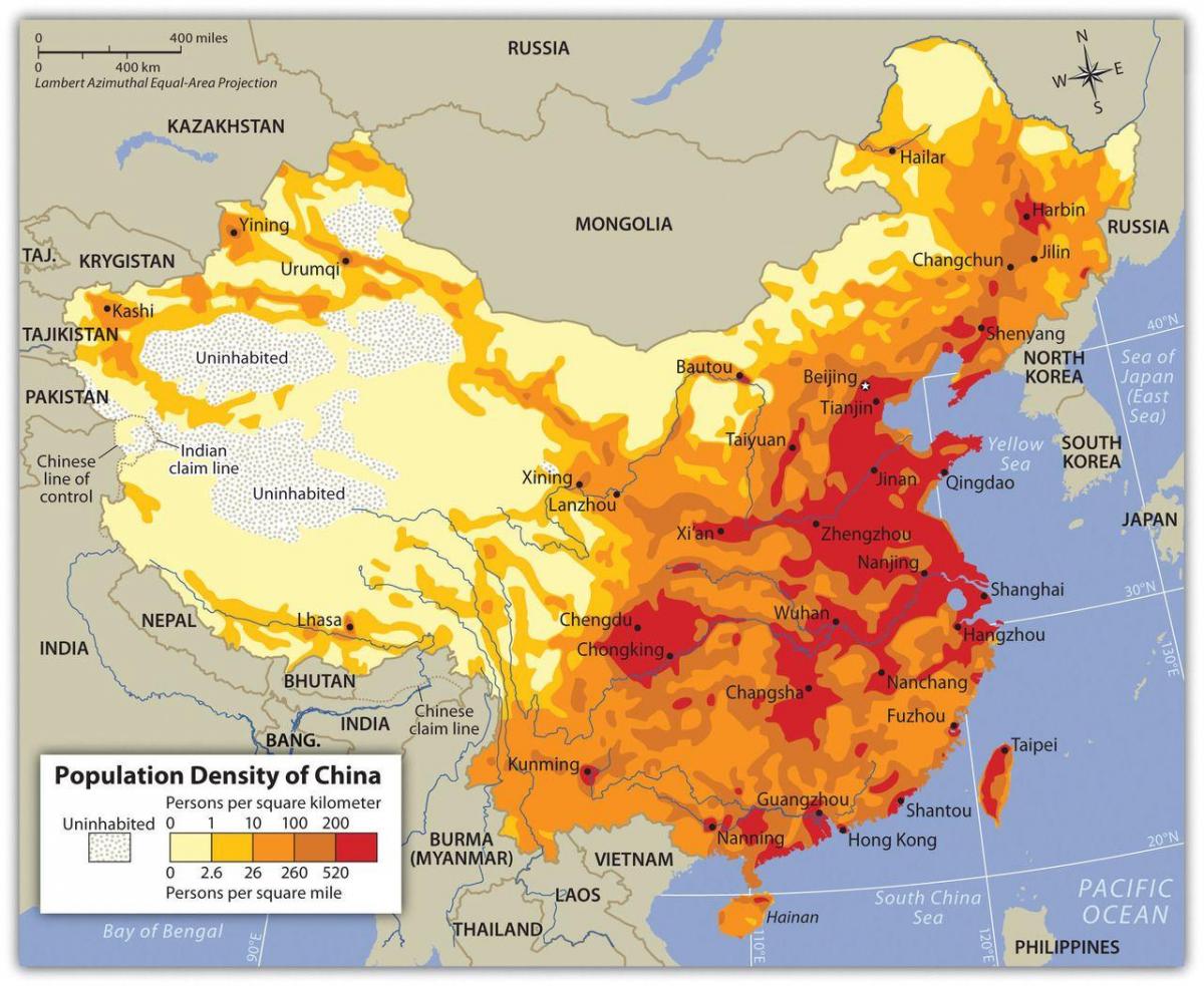 Mappa della densità della Cina